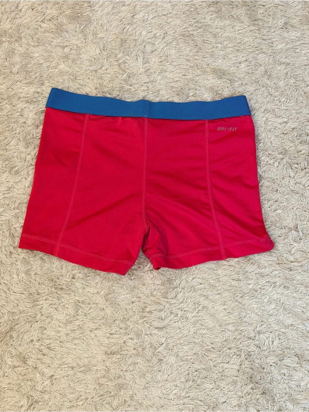 Nike Pro Pink Performance Shorts with Blue Waistband - M